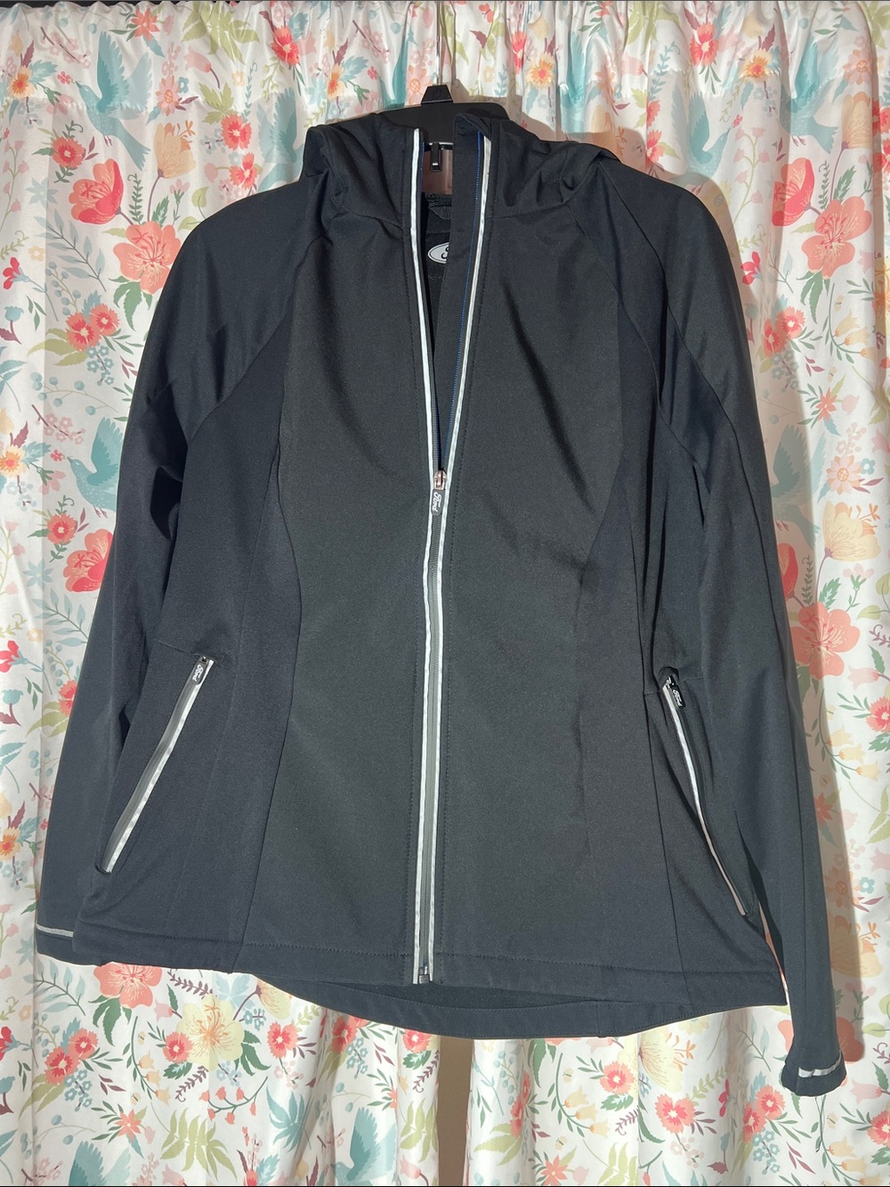 Ford Black Hooded Utility Softshell Jacket with Silver Zippers